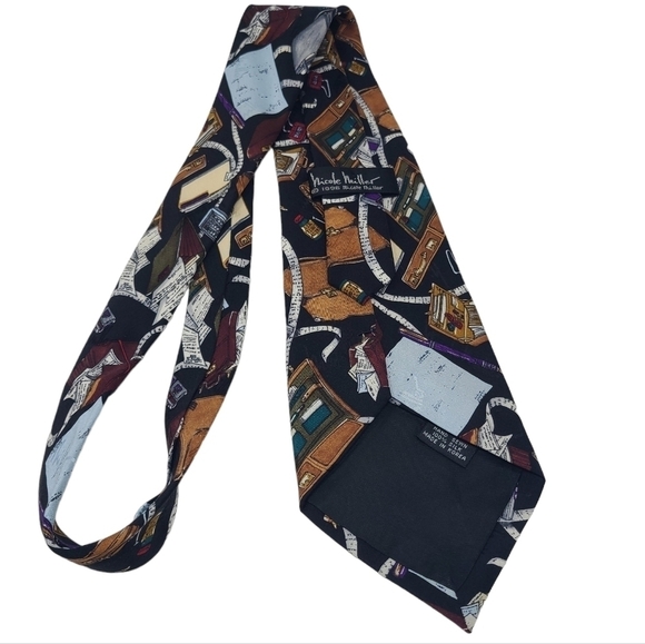 Nicole Miller | Men’s Vintage Working Man's Silk Briefcase Themed Tie (One Size) - Picture 11 of 11
